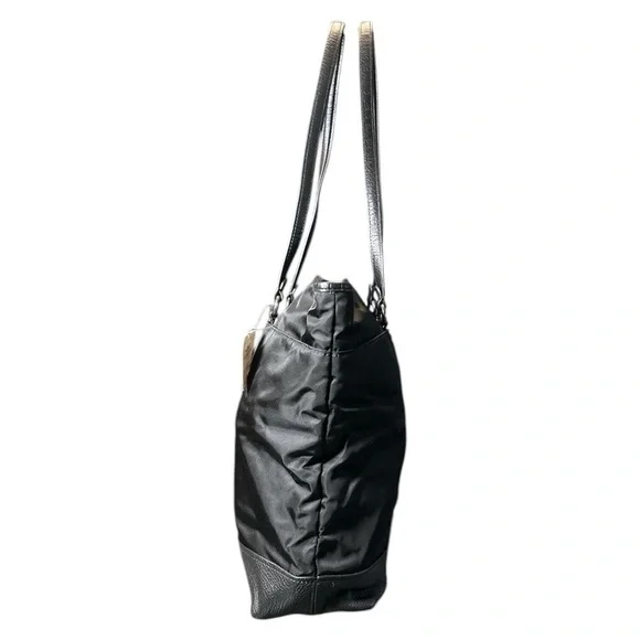 NWT Coach Nylon & Leather Black Tote Handbag F57903 Turnlock Carryall Purse